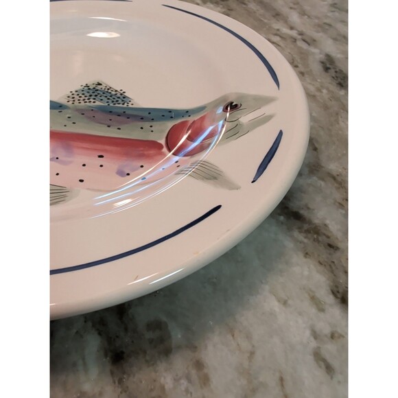 VINTAGE SARAH PETERSON RAINBOW TROUT SERVING PLATE 9” SIGNED CARLISLE HARTSTONE - Picture 6 of 6